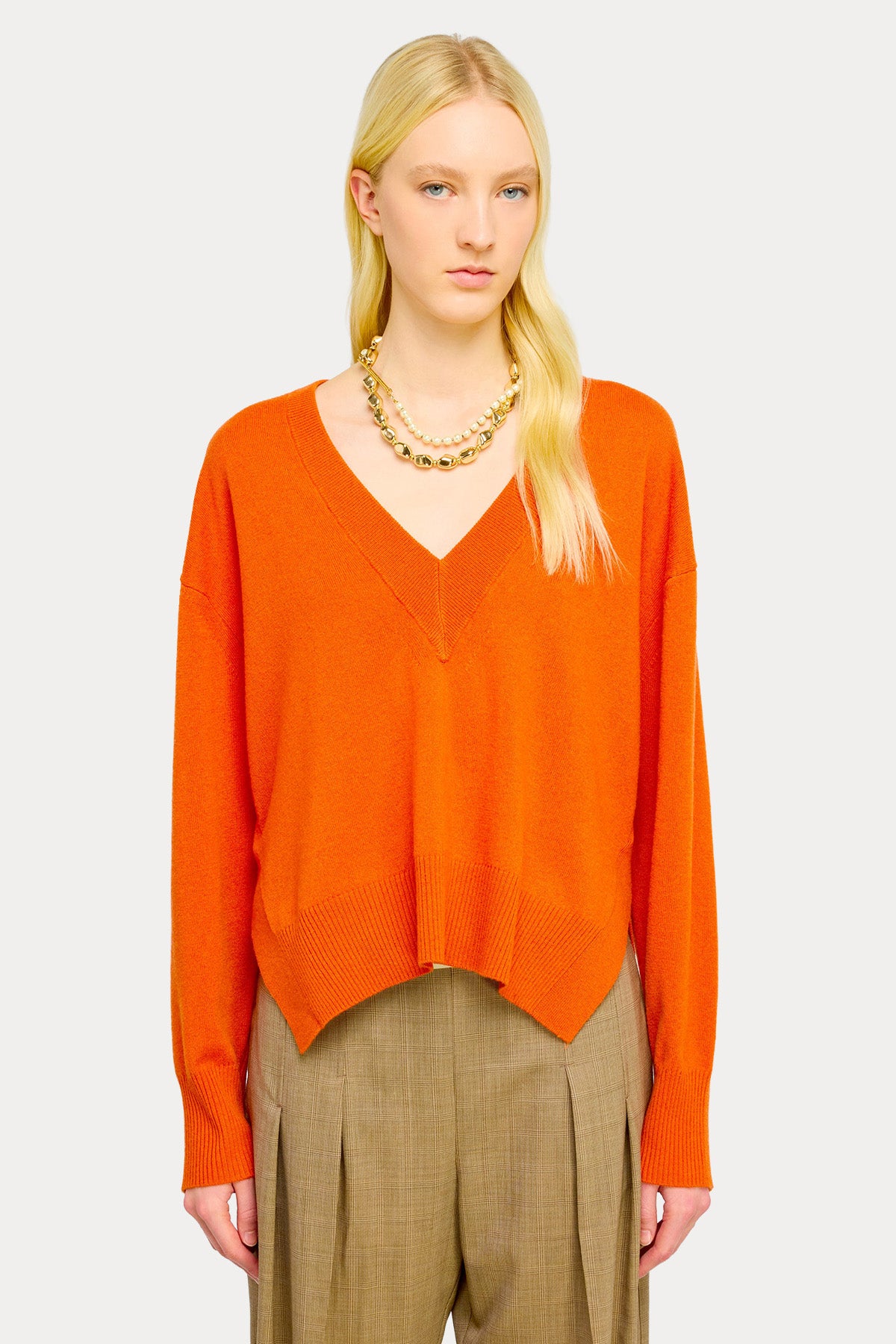 Semicouture Relaxed Fit V Yaka Kaşmir Örgü Yün Triko