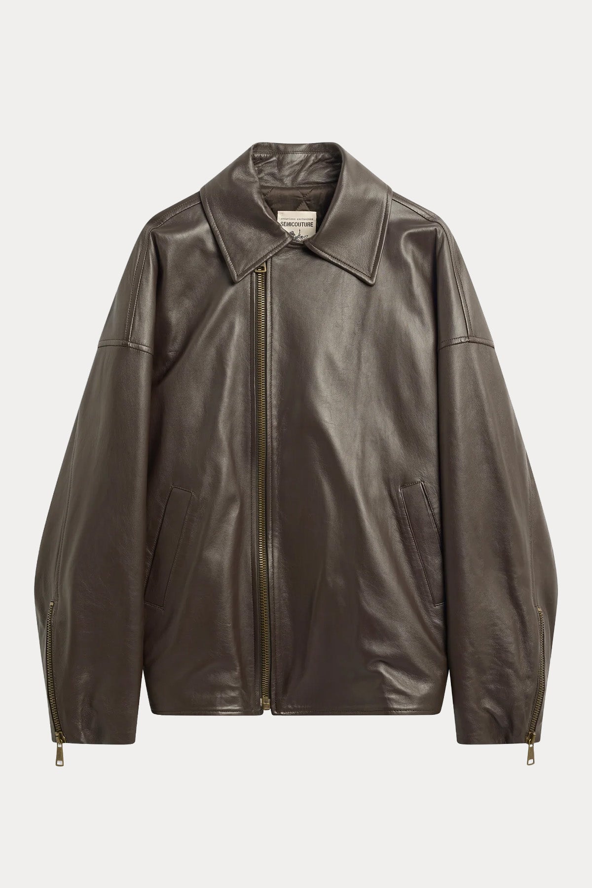Semicouture Relaxed Fit Deri Bomber Ceket