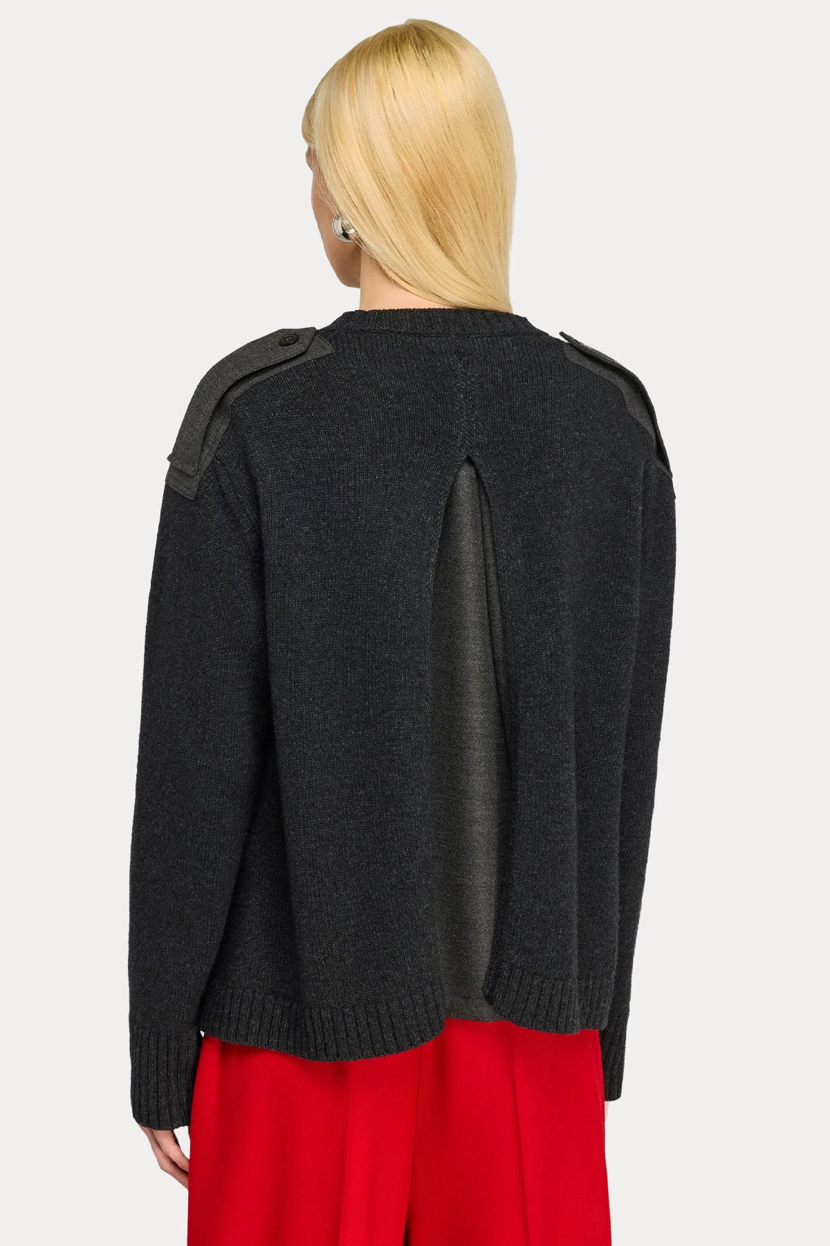 Semicouture Relaxed Fit V Yaka İnce Örgü Yün Triko