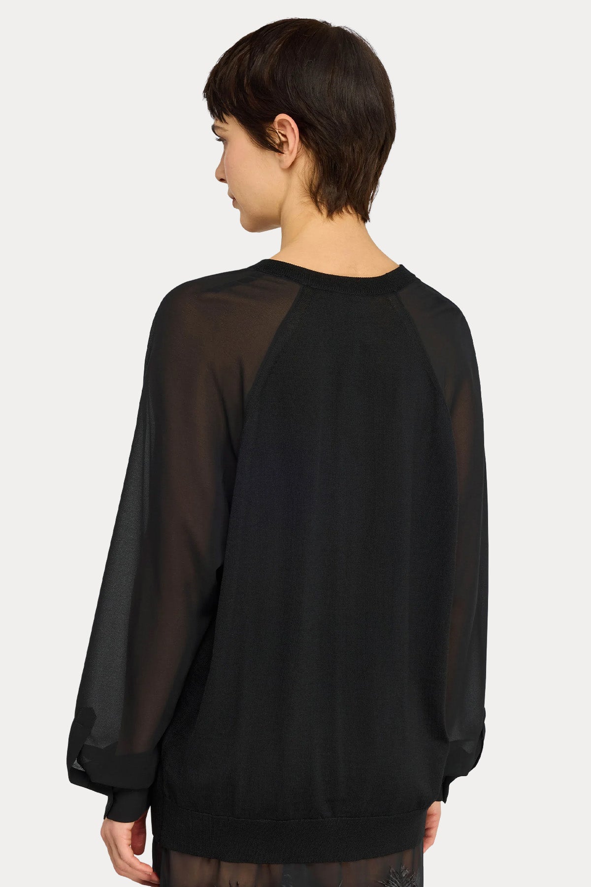 Semicouture Relaxed Fit V Yaka İnce Örgü Yün Triko Bluz