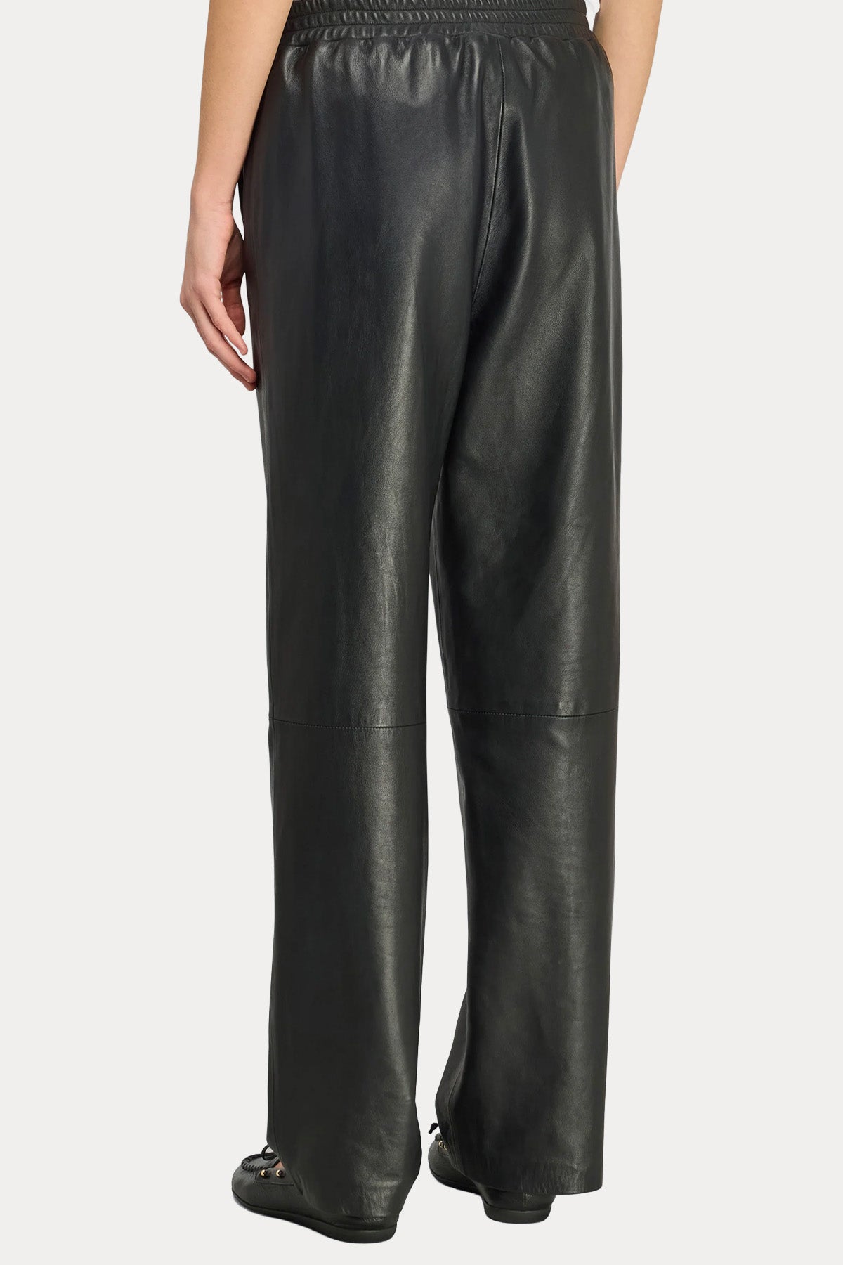 Semicouture Relaxed Fit Beli Lastikli Deri Pantolon