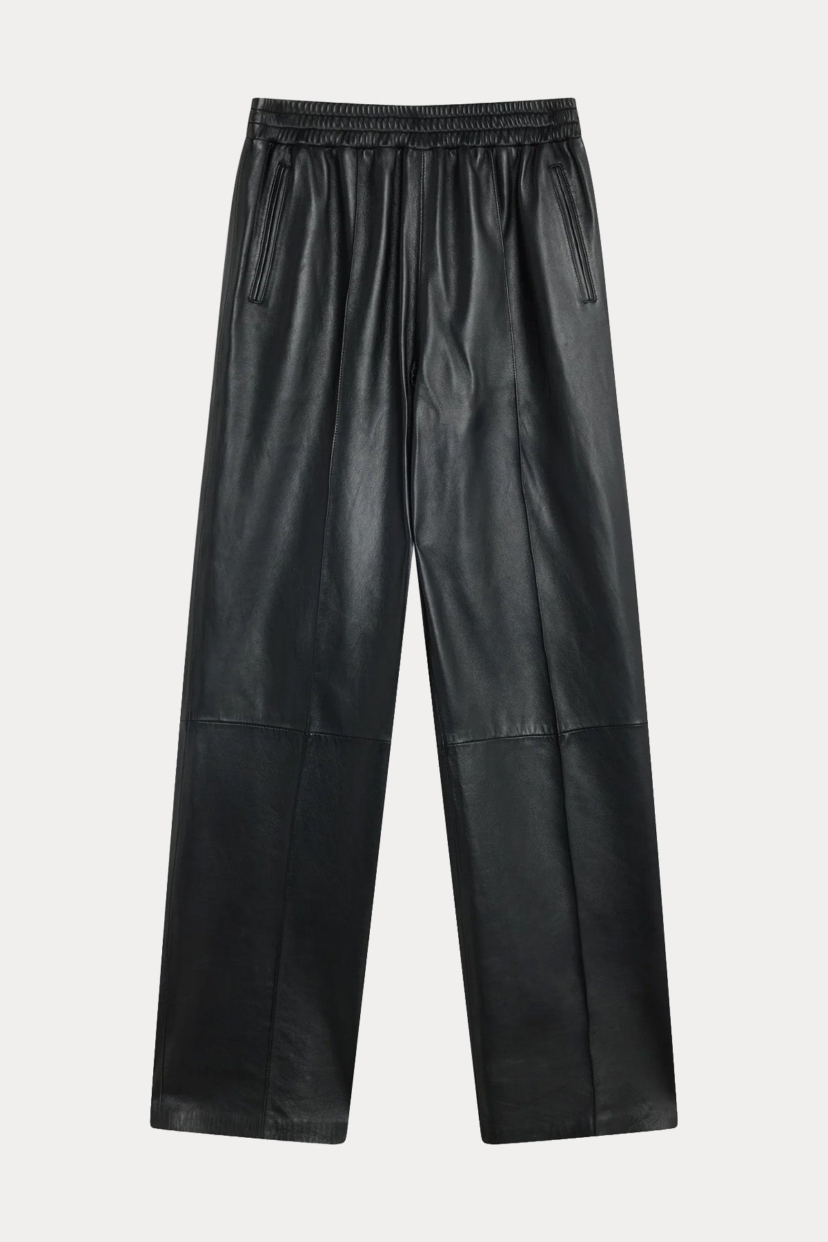 Semicouture Relaxed Fit Beli Lastikli Deri Pantolon