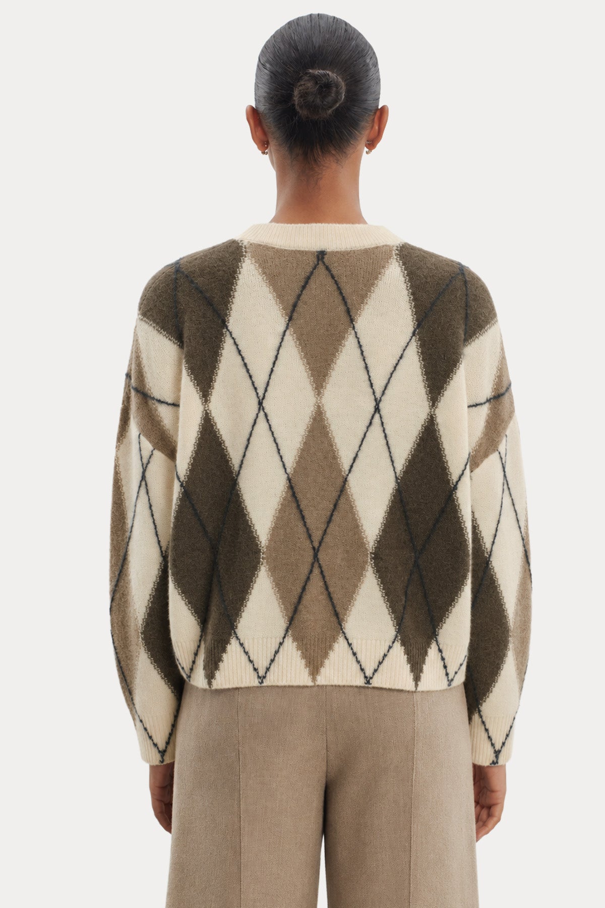 Majestic Relaxed Fit Argyle Desenli Kaşmir Örgü Yün Triko