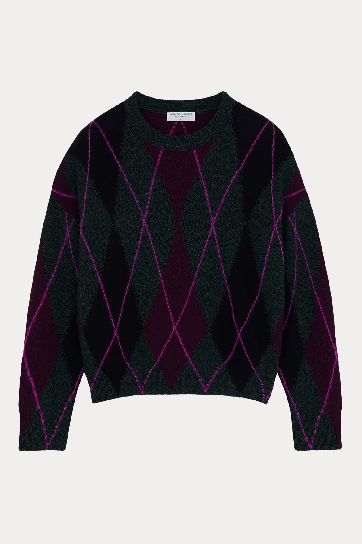Majestic Relaxed Fit Argyle Desenli Kaşmir Örgü Yün Triko