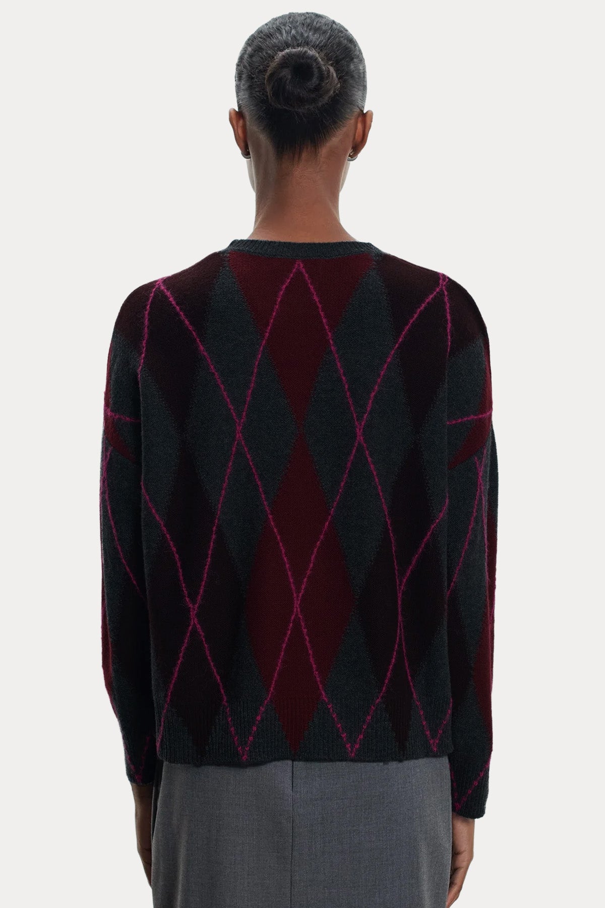 Majestic Relaxed Fit Argyle Desenli Kaşmir Örgü Yün Triko