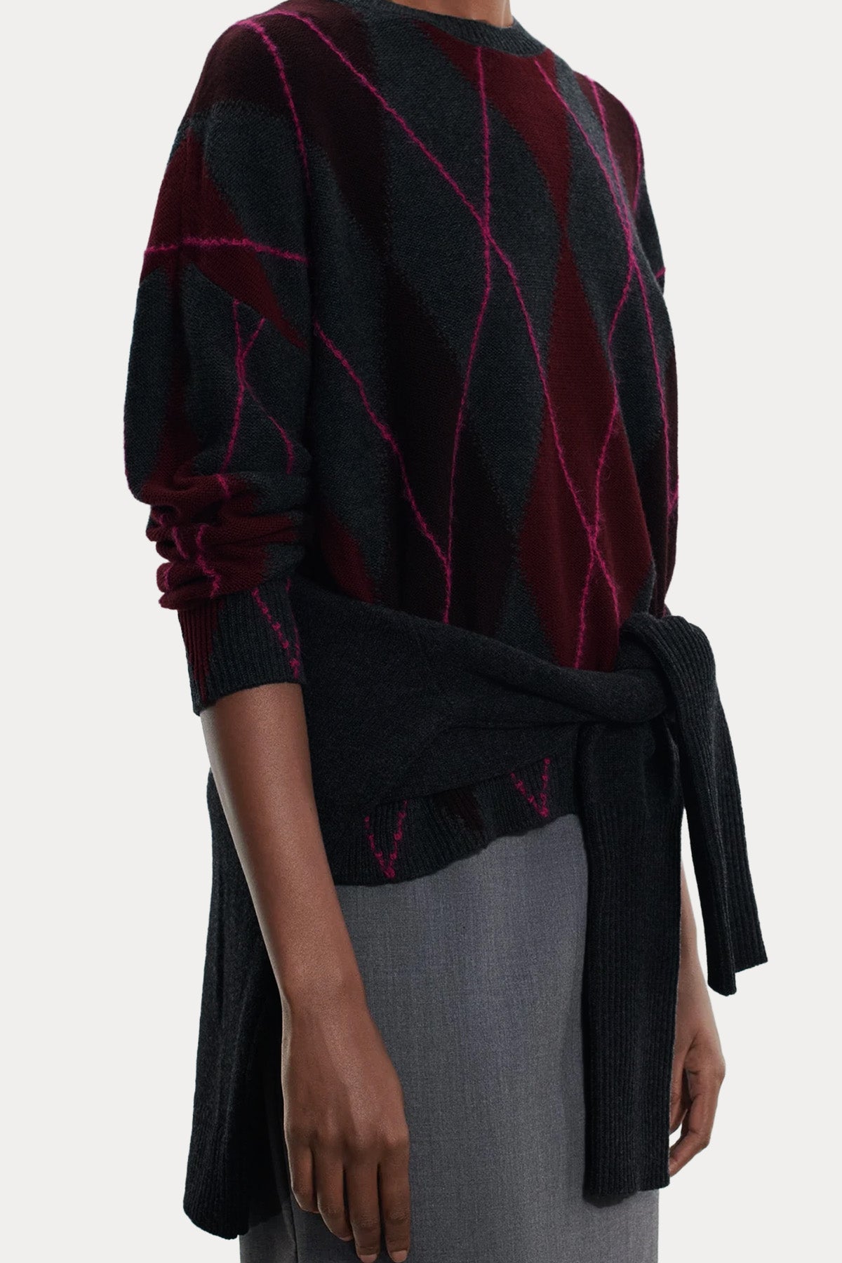 Majestic Relaxed Fit Argyle Desenli Kaşmir Örgü Yün Triko