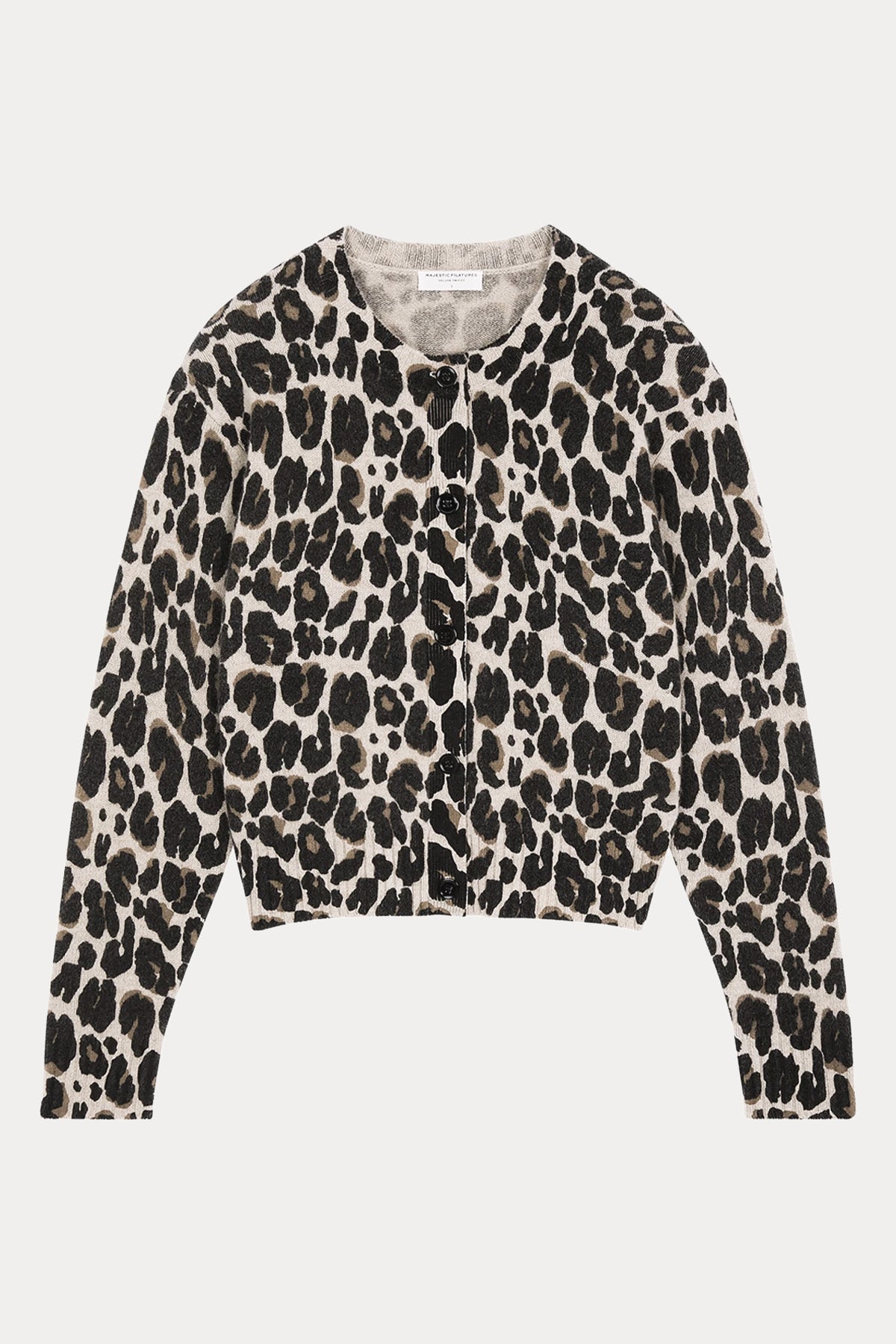 Majestic Regular Fit Leopar Desenli Yün Triko Ceket