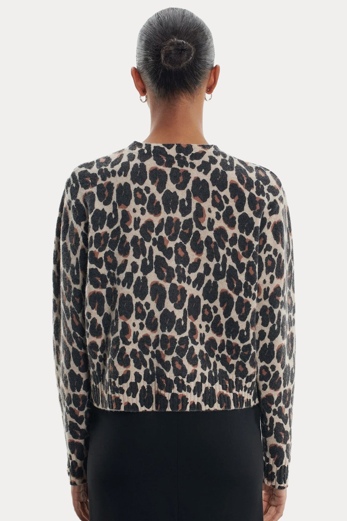 Majestic Regular Fit Leopar Desenli Yün Triko Ceket