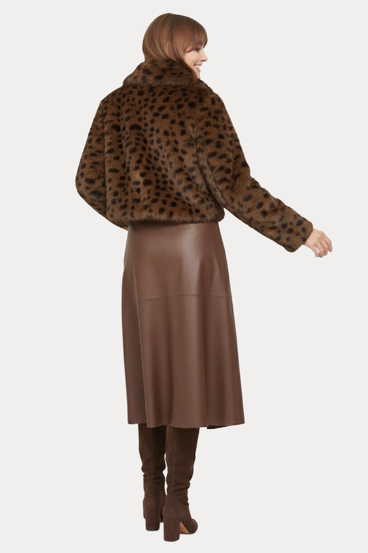 Rene Derhy Regular Fit Leopar Desenli Peluş Ceket