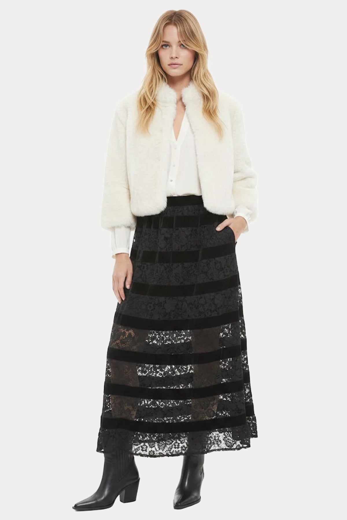 Rene Derhy Regular Fit Peluş Crop Bolero Ceket