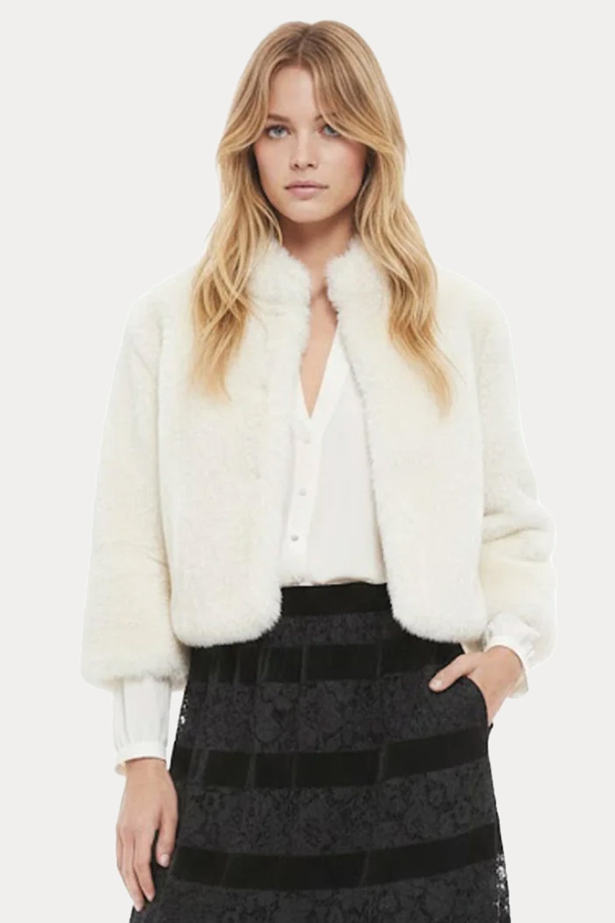 Rene Derhy Regular Fit Peluş Crop Bolero Ceket
