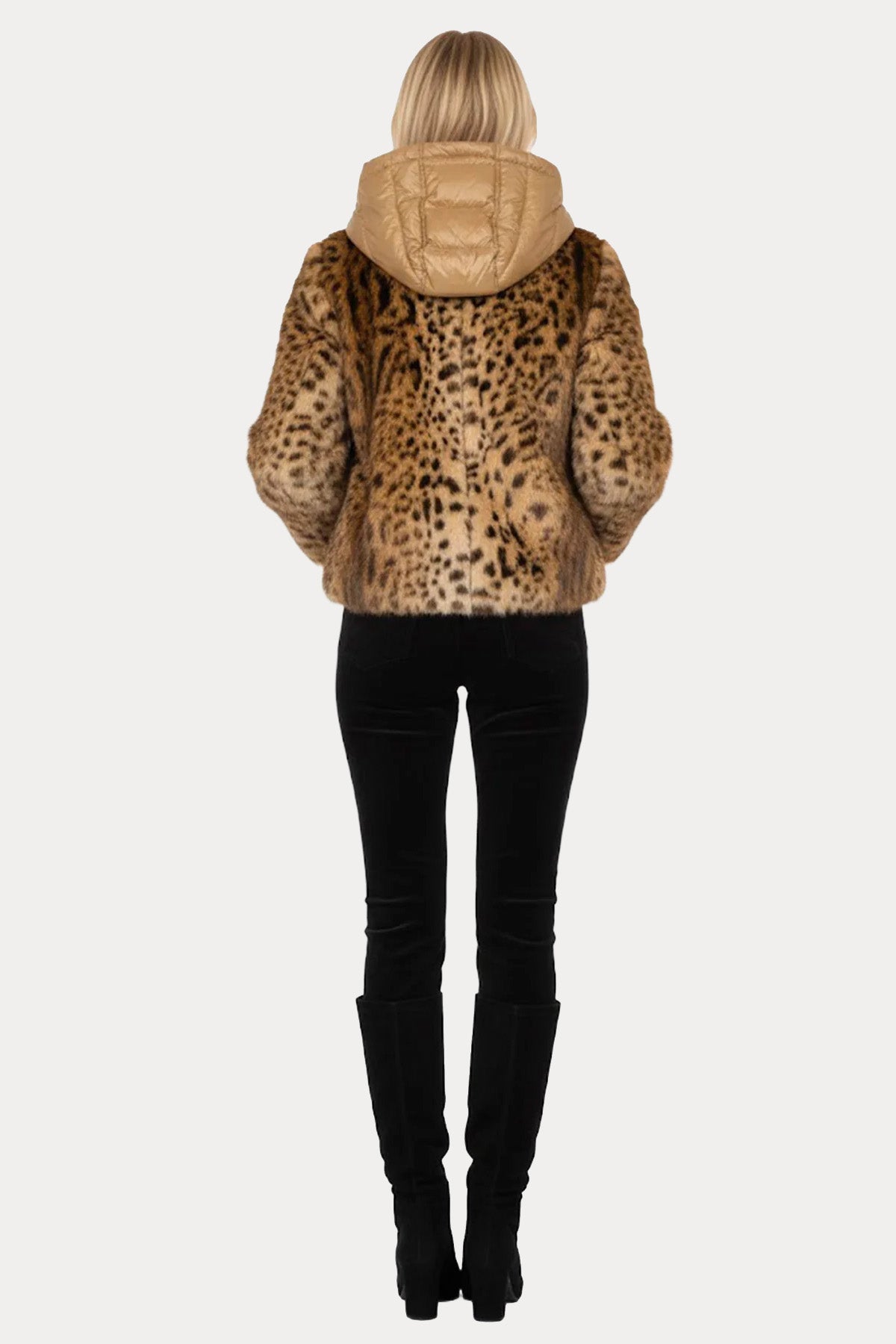 Rene Derhy Leopar Desenli Kapüşonlu Peluş Ceket