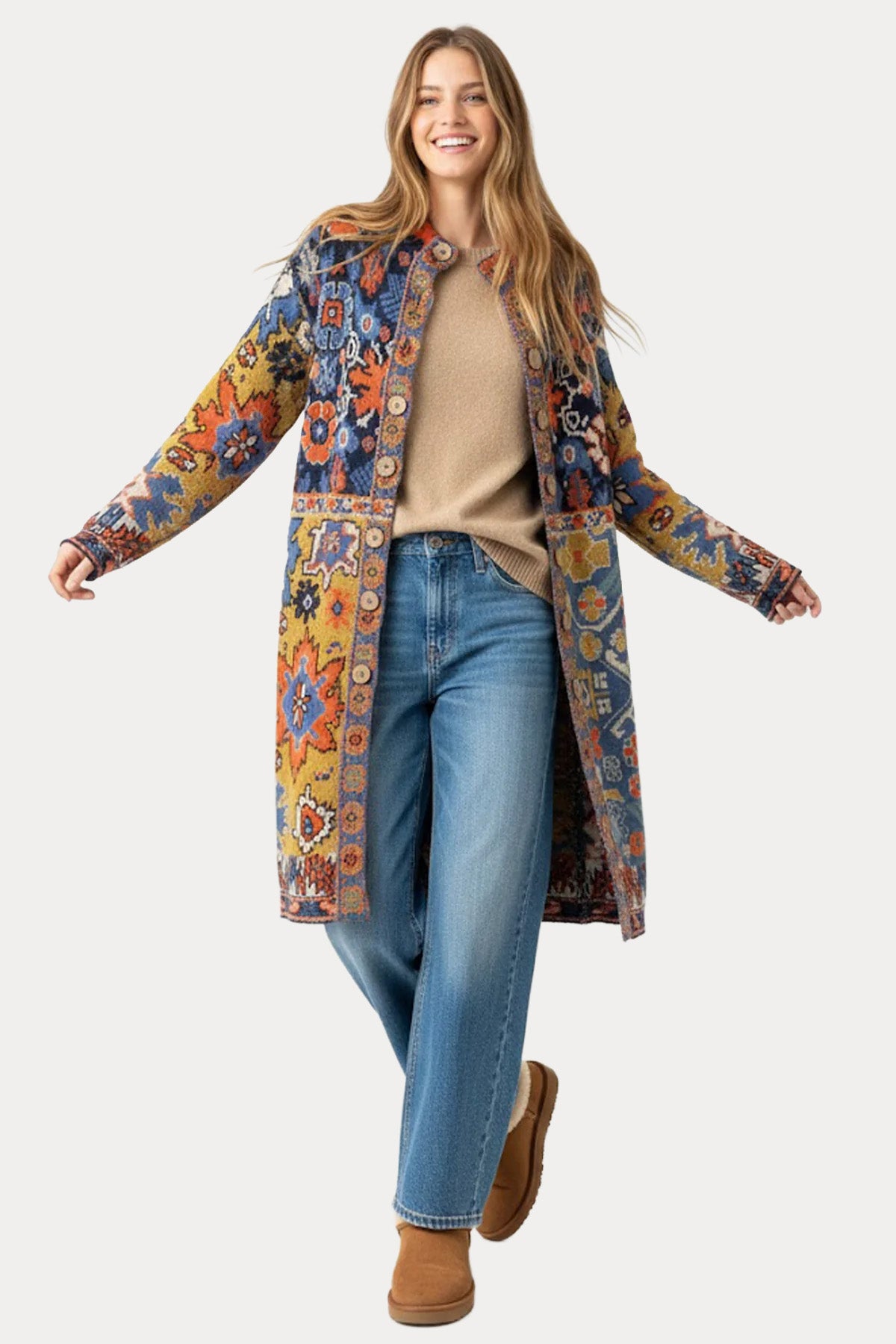 Rene Derhy Patchwork Çiçek Desenli Yün Ceket