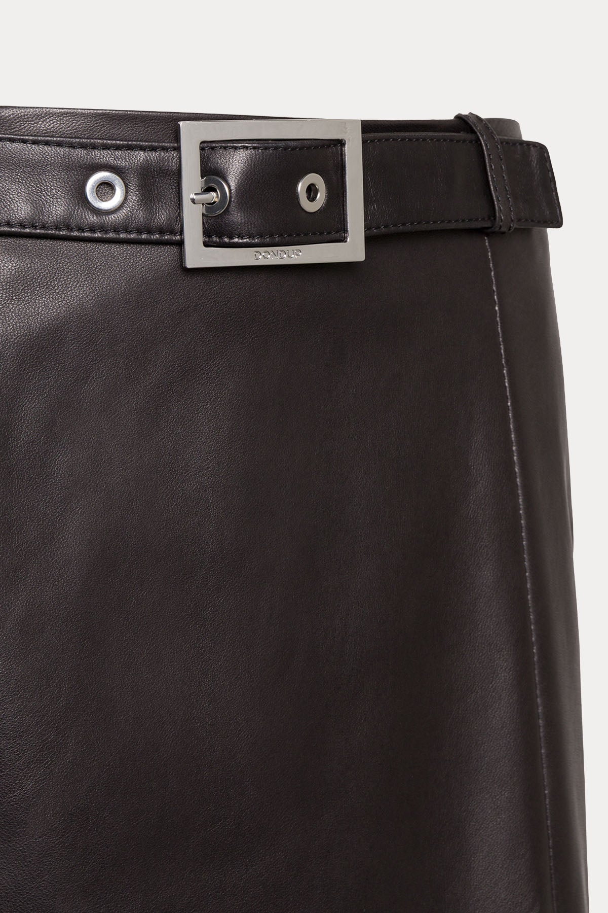 Dondup Regular Fit Kemerli Midi Deri Etek