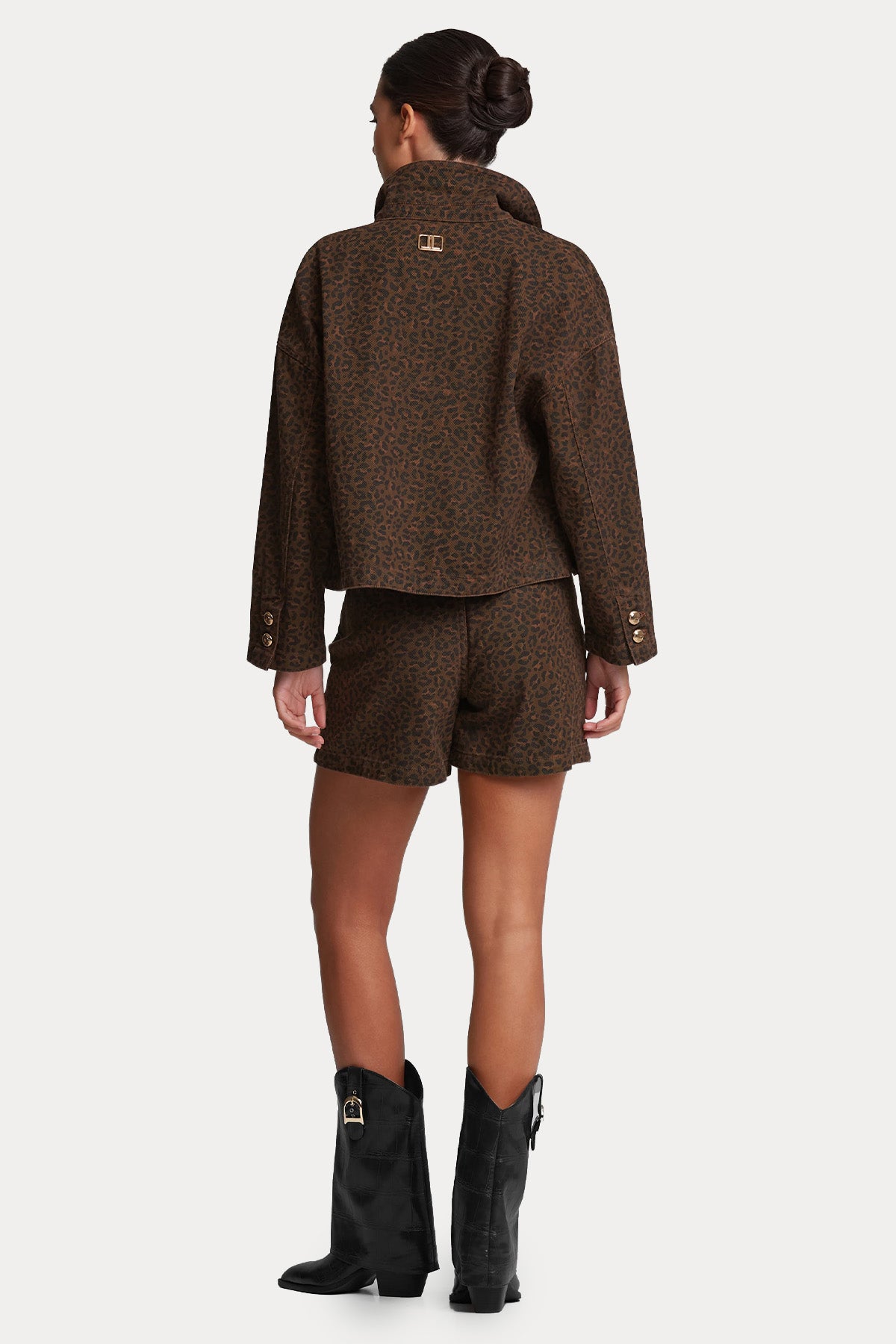 Lynne Boxy Fit Leopar Desenli Denim Ceket