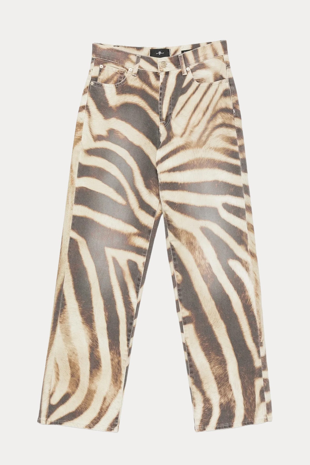 7 For All Mankind Wide Leg Yüksek Bel Zebra Desenli Jeans
