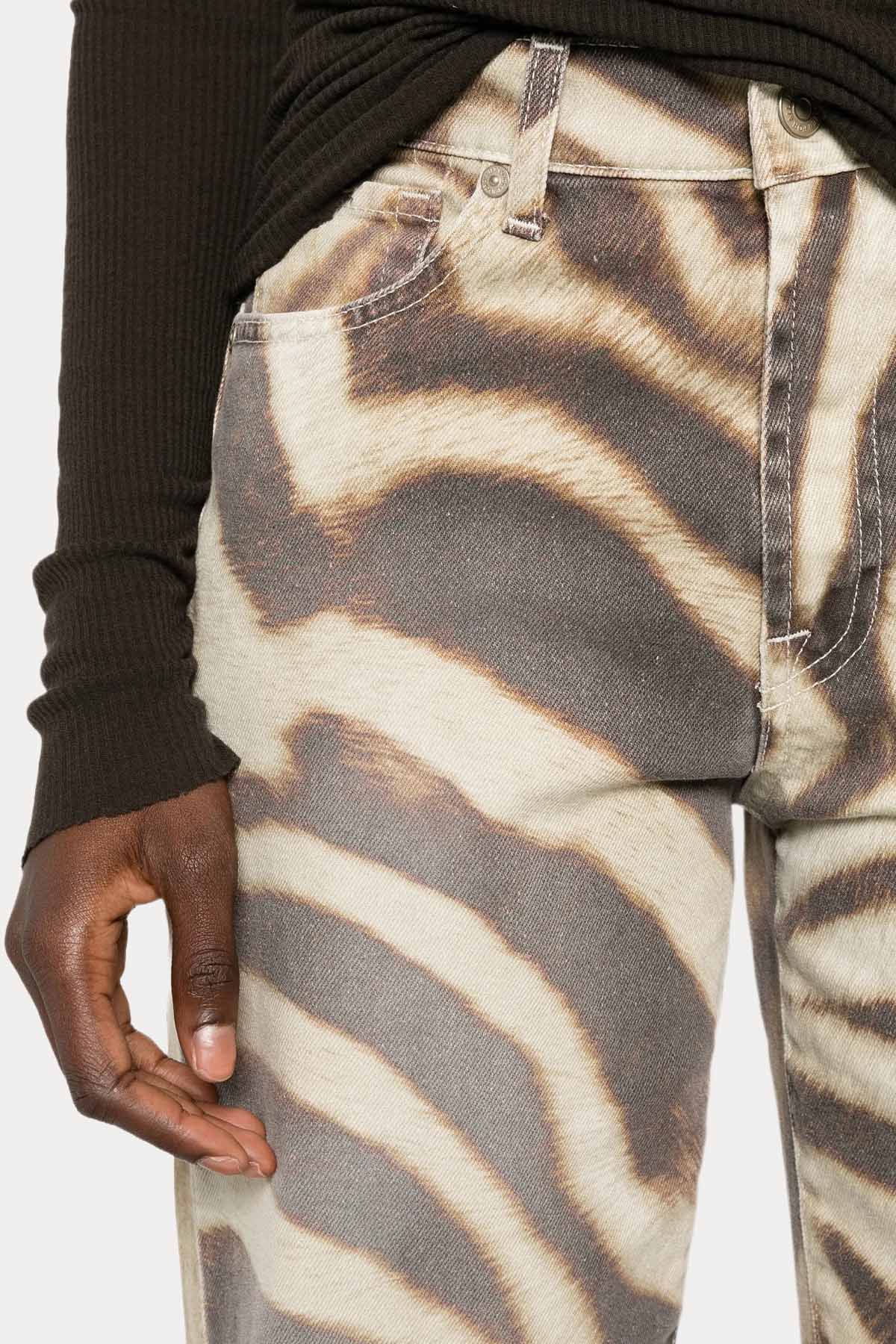 7 For All Mankind Wide Leg Yüksek Bel Zebra Desenli Jeans