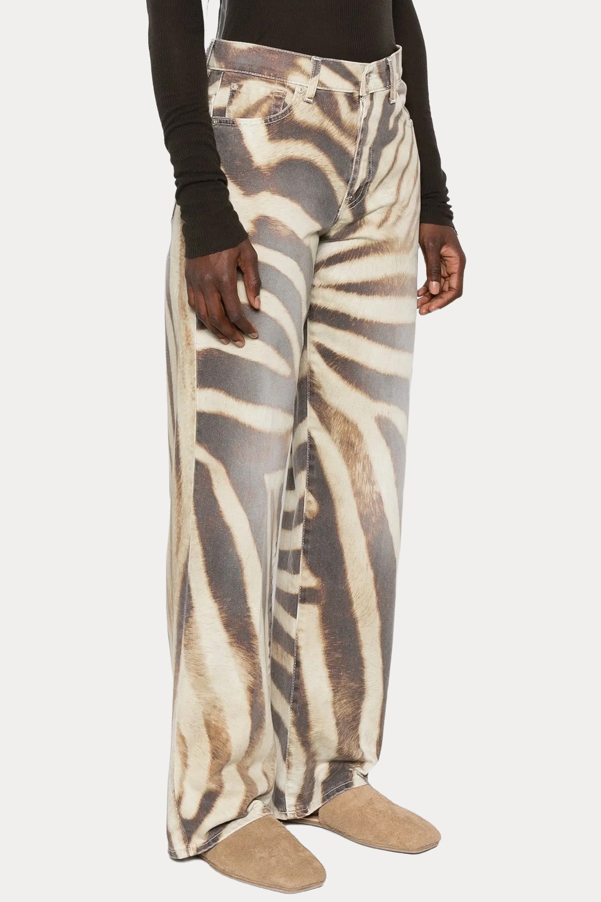 7 For All Mankind Wide Leg Yüksek Bel Zebra Desenli Jeans