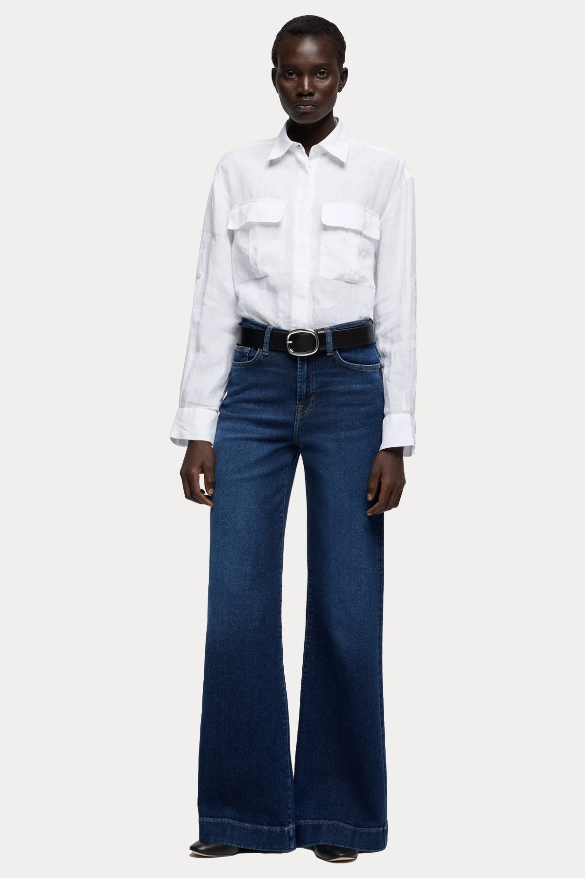 7 For All Mankind Wide Leg Yüksek Belli Yıkamalı Jeans