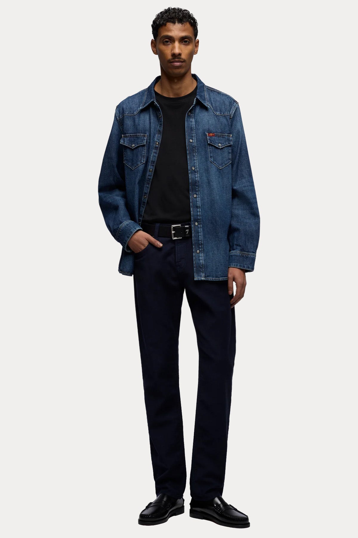 7 For All Mankind Relaxed Fit Yıkamalı Denim Gömlek