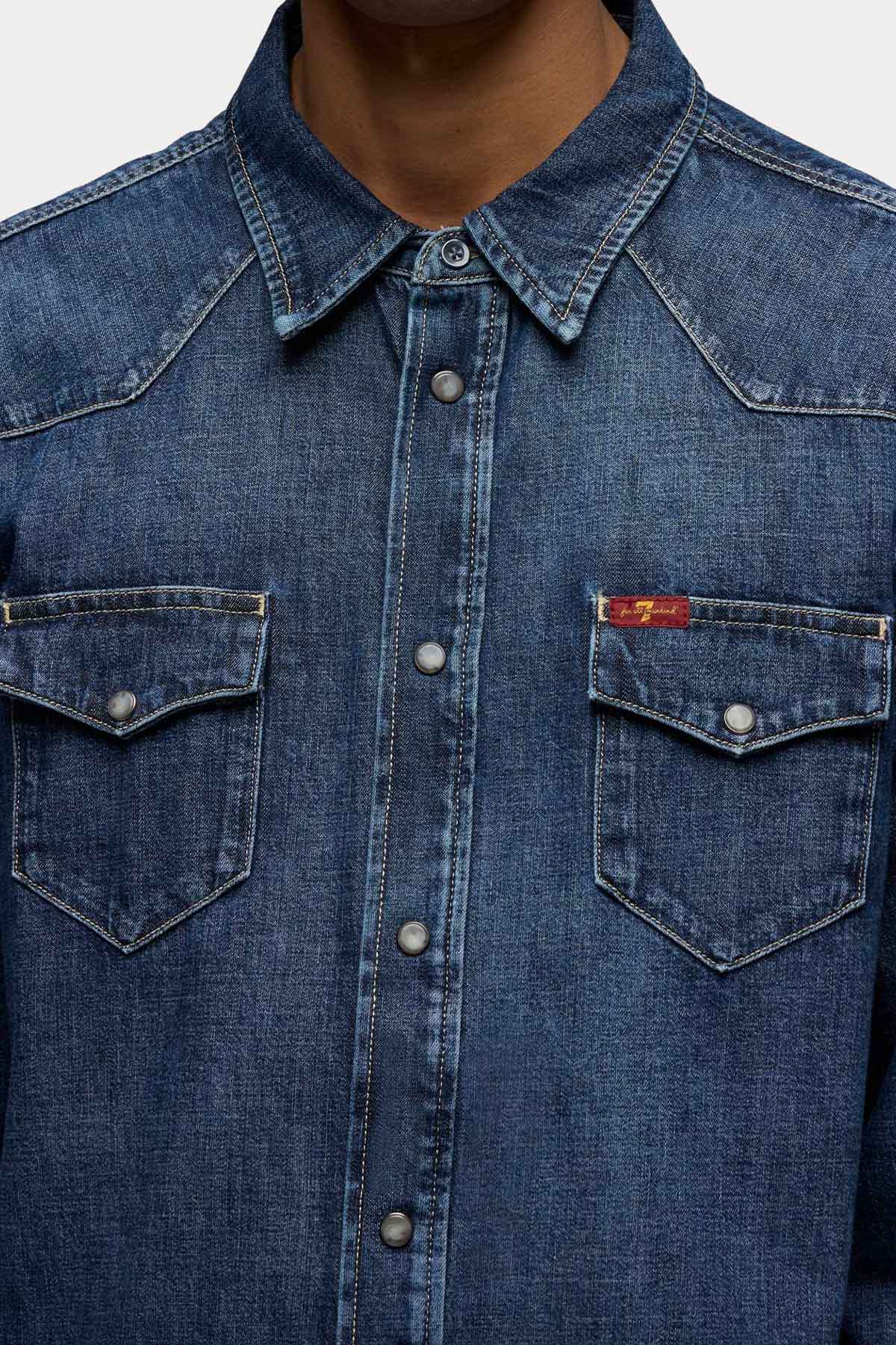 7 For All Mankind Relaxed Fit Yıkamalı Denim Gömlek