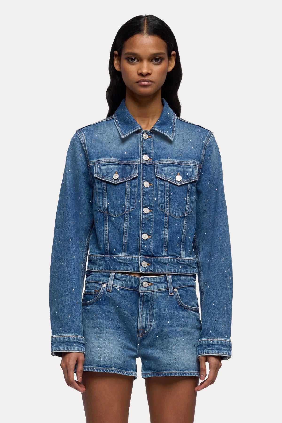 7 For All Mankind Regular Fit Yıkamalı Denim Ceket