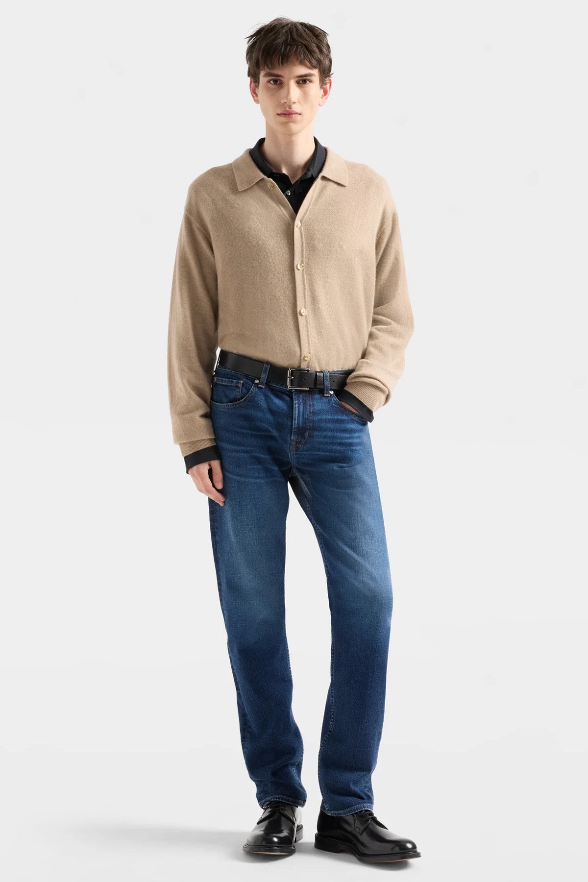 7 For All Mankind Polo Yaka İnce Örgü Kaşmir Triko Ceket