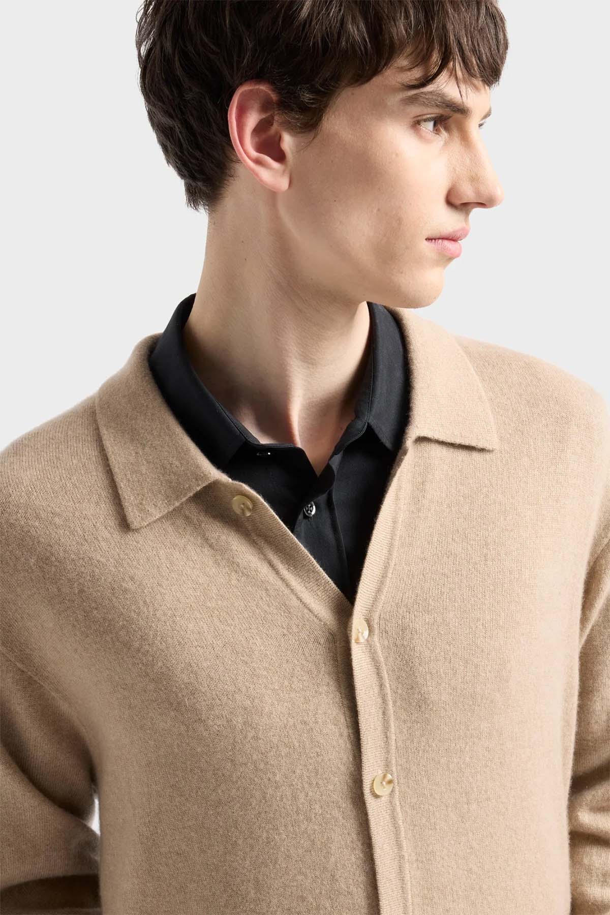 7 For All Mankind Polo Yaka İnce Örgü Kaşmir Triko Ceket