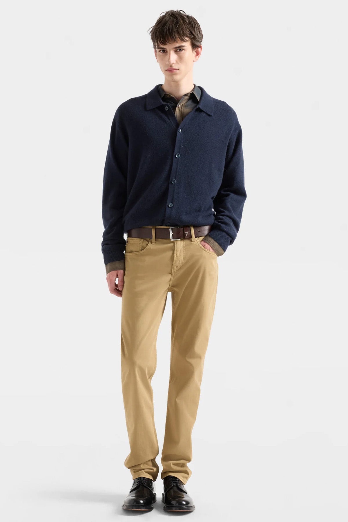 7 For All Mankind Polo Yaka İnce Örgü Kaşmir Triko Ceket