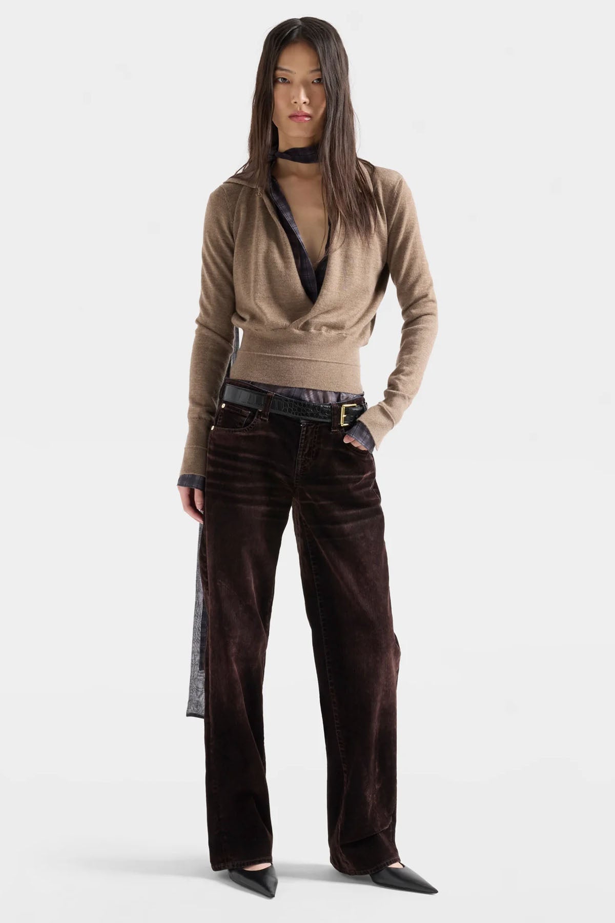 7 For All Mankind Regular Fit Polo Yaka İnce Örgü Kaşmir Triko