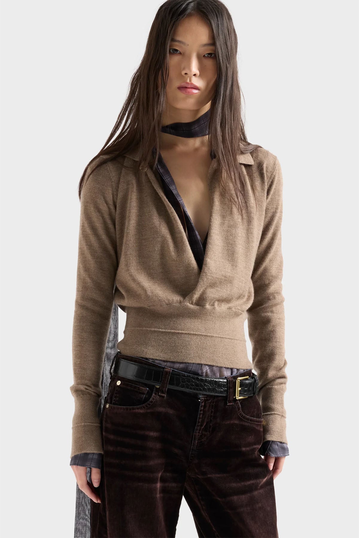 7 For All Mankind Regular Fit Polo Yaka İnce Örgü Kaşmir Triko