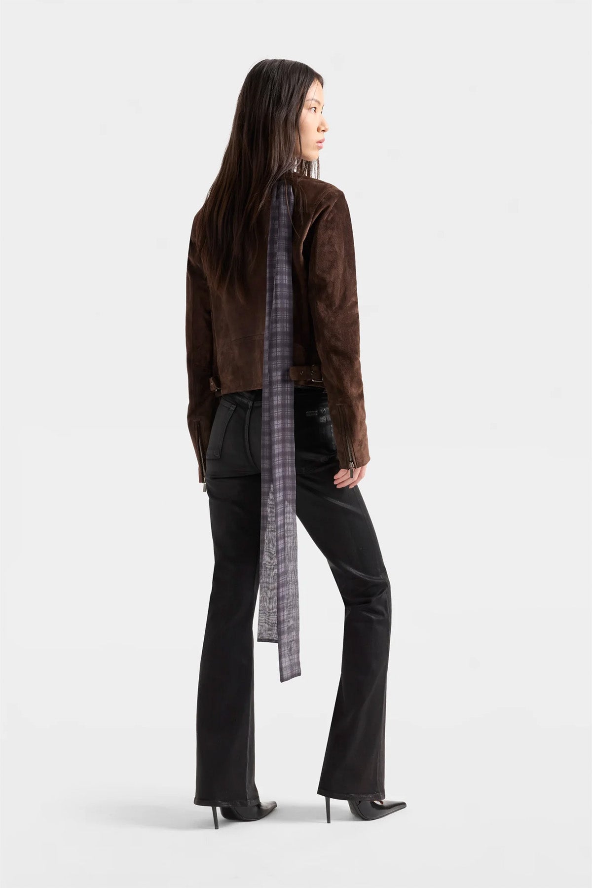 7 For All Mankind Regular Fit Süet Deri Biker Ceket