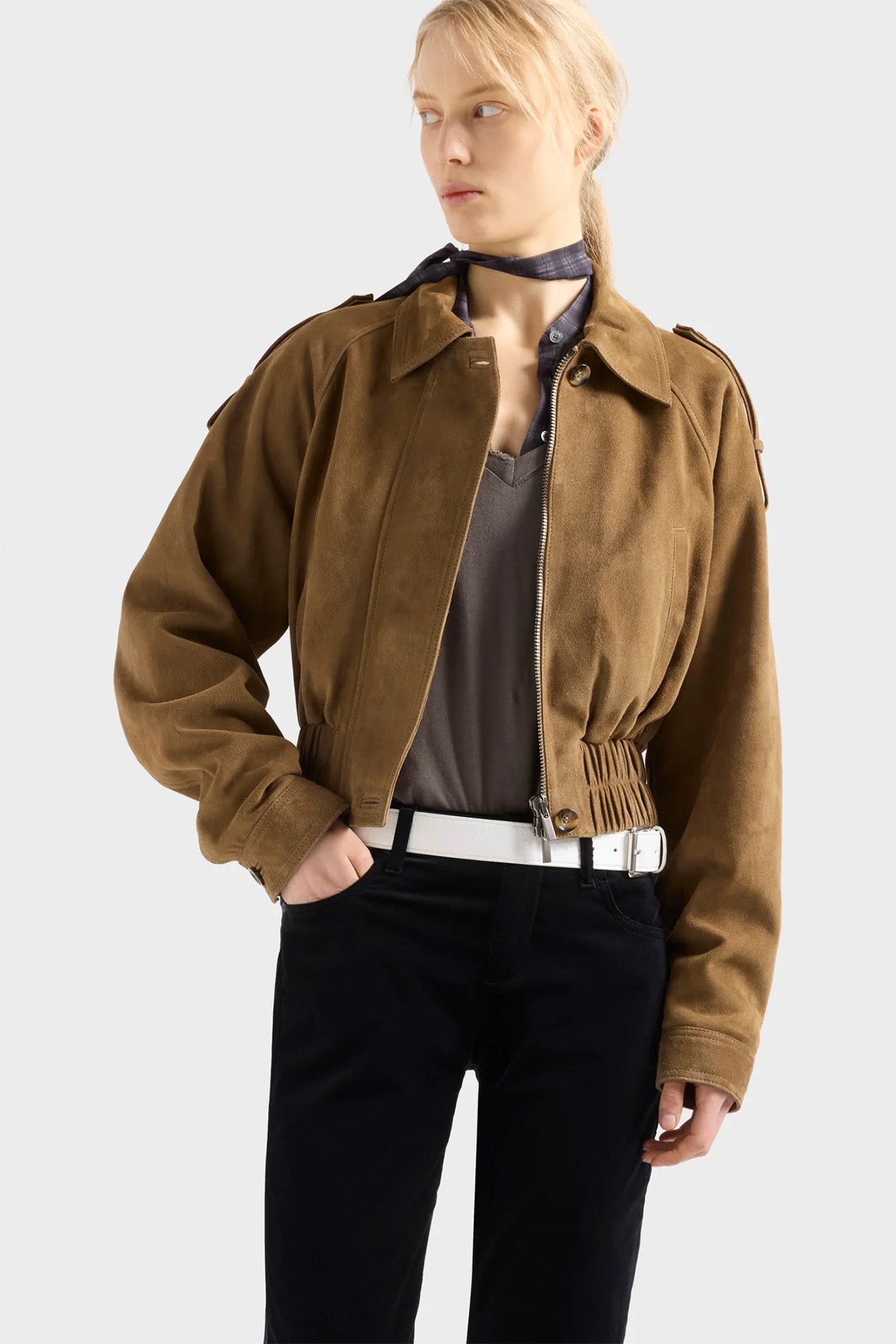 7 For All Mankind Regular Fit Süer Deri Bomber Ceket