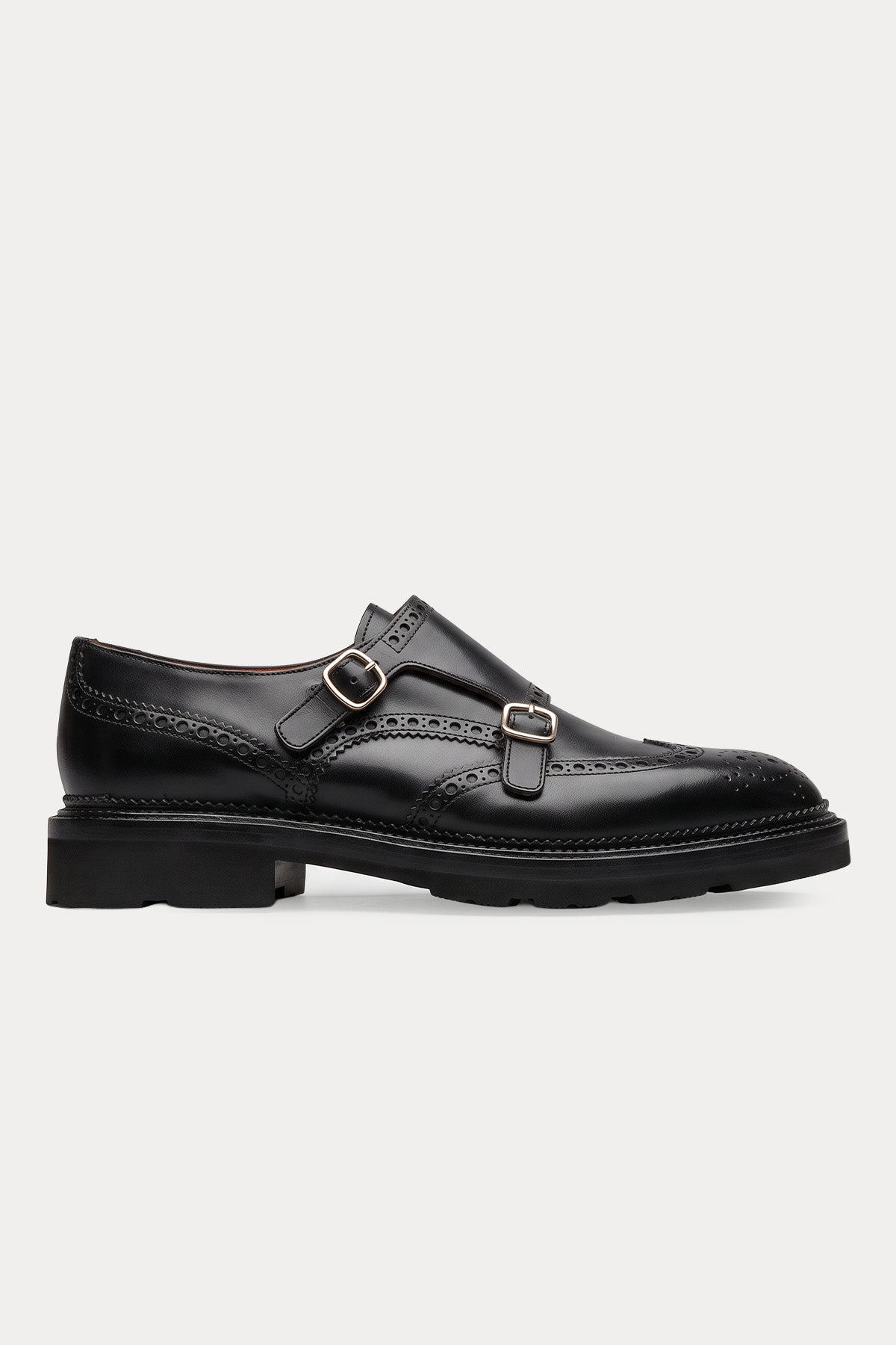Santoni Çift Tokalı Deri Loafer Ayakkabı