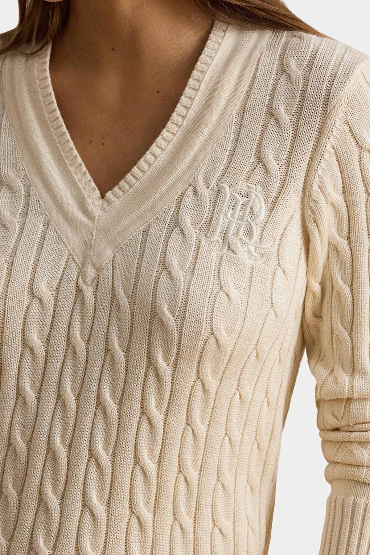 Polo Ralph Lauren Slim Fit V Yaka Saç Örgü Triko