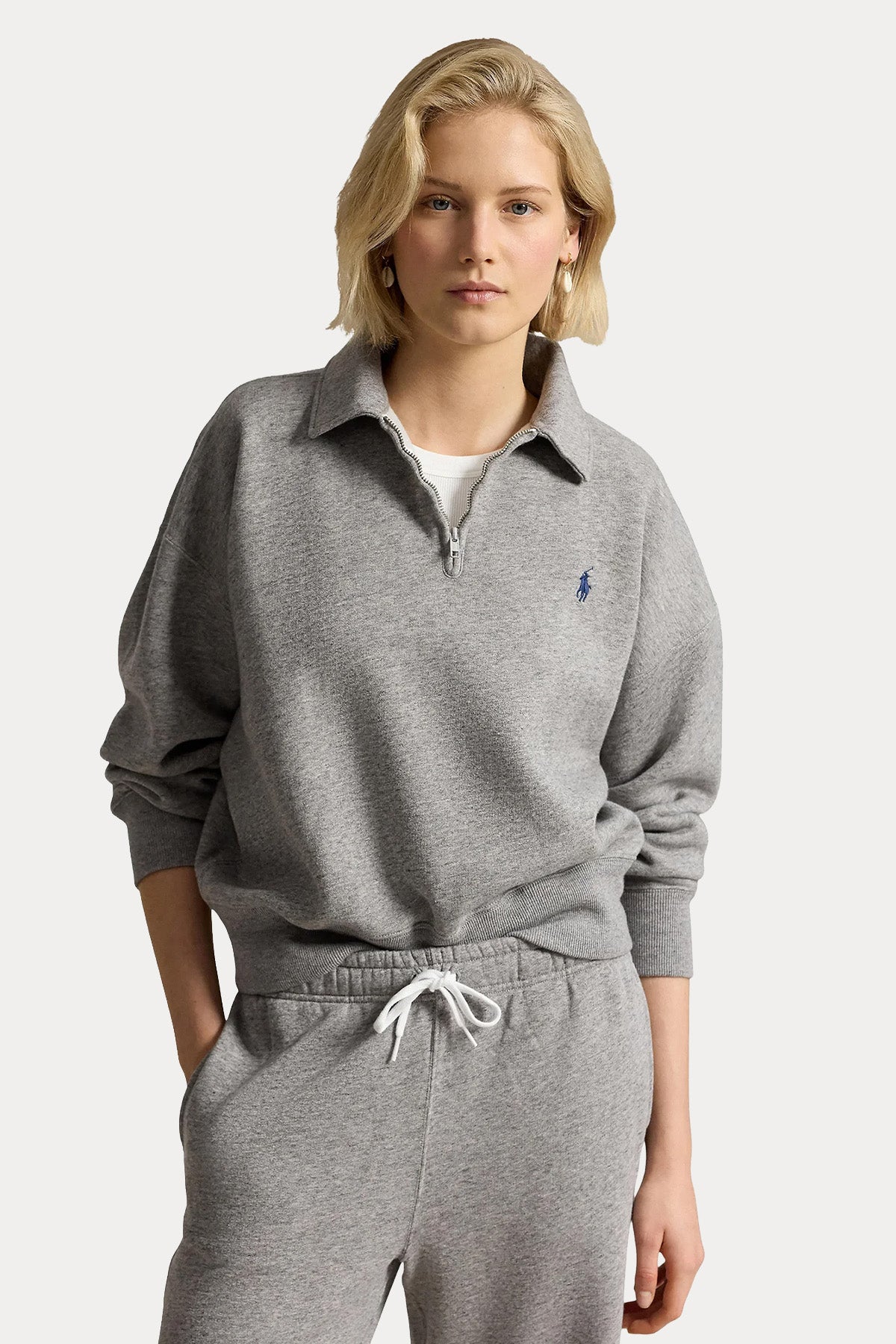 Polo Ralph Lauren Relaxed Fit Yarım Fermuarlı Şardonlu Sweatshirt