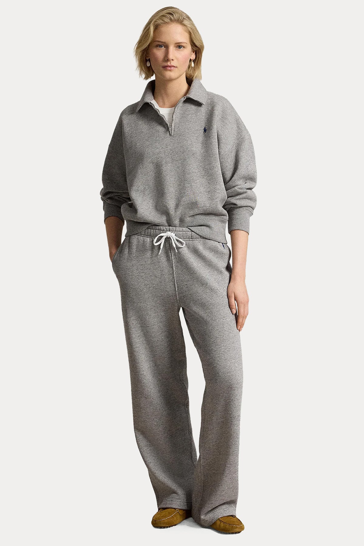 Polo Ralph Lauren Relaxed Fit Yarım Fermuarlı Şardonlu Sweatshirt