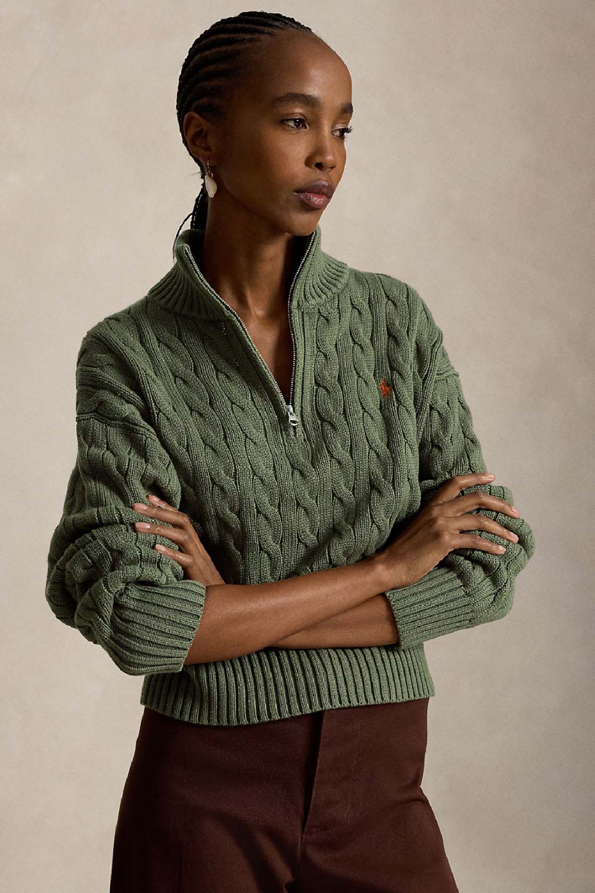 Polo Ralph Lauren Relaxed Fit Perkins Yaka Saç Örgü Triko