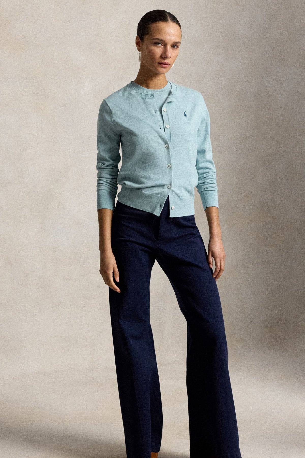 Polo Ralph Lauren Slim Fit Yuvarlak Yaka İnce Örgü Triko Ceket