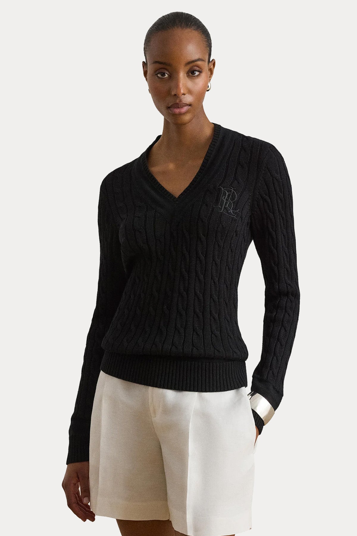 Polo Ralph Lauren Slim Fit V Yaka Logolu Saç Örgü Triko
