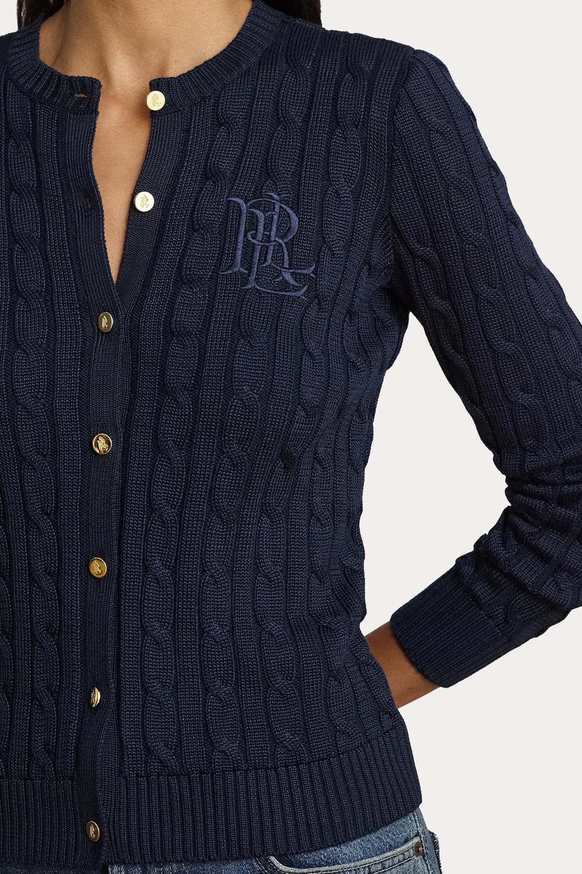 Polo Ralph Lauren Slim Fit Logolu Saç Örgü Triko Ceket