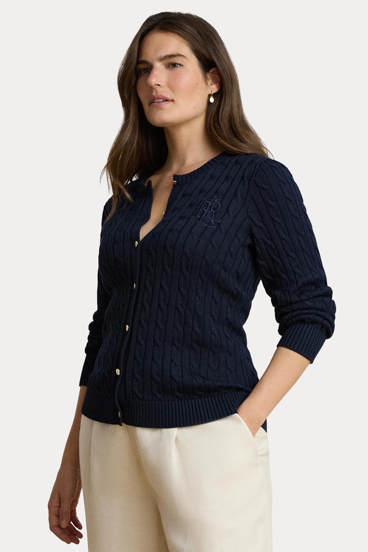Polo Ralph Lauren Slim Fit Logolu Saç Örgü Triko Ceket
