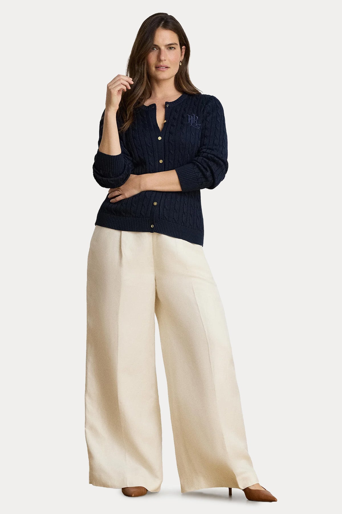 Polo Ralph Lauren Slim Fit Logolu Saç Örgü Triko Ceket