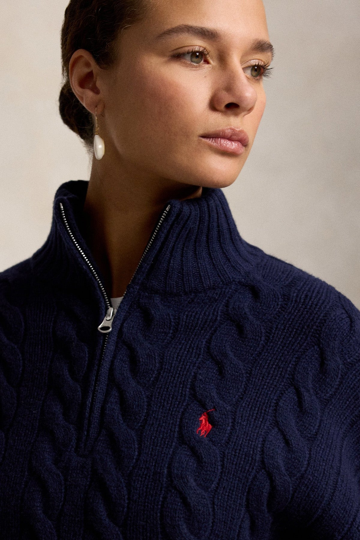 Polo Ralph Lauren Relaxed Fit Perkins Yaka Saç Örgü Kaşmir Yün Triko