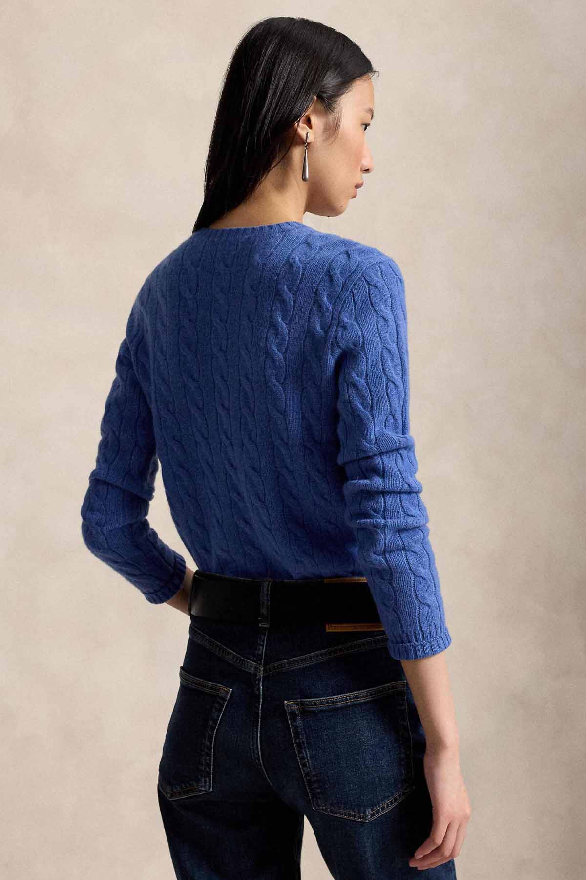 Polo Ralph Lauren Kaşmir Slim Fit Yuvarlak Yaka Saç Örgü Yün Triko