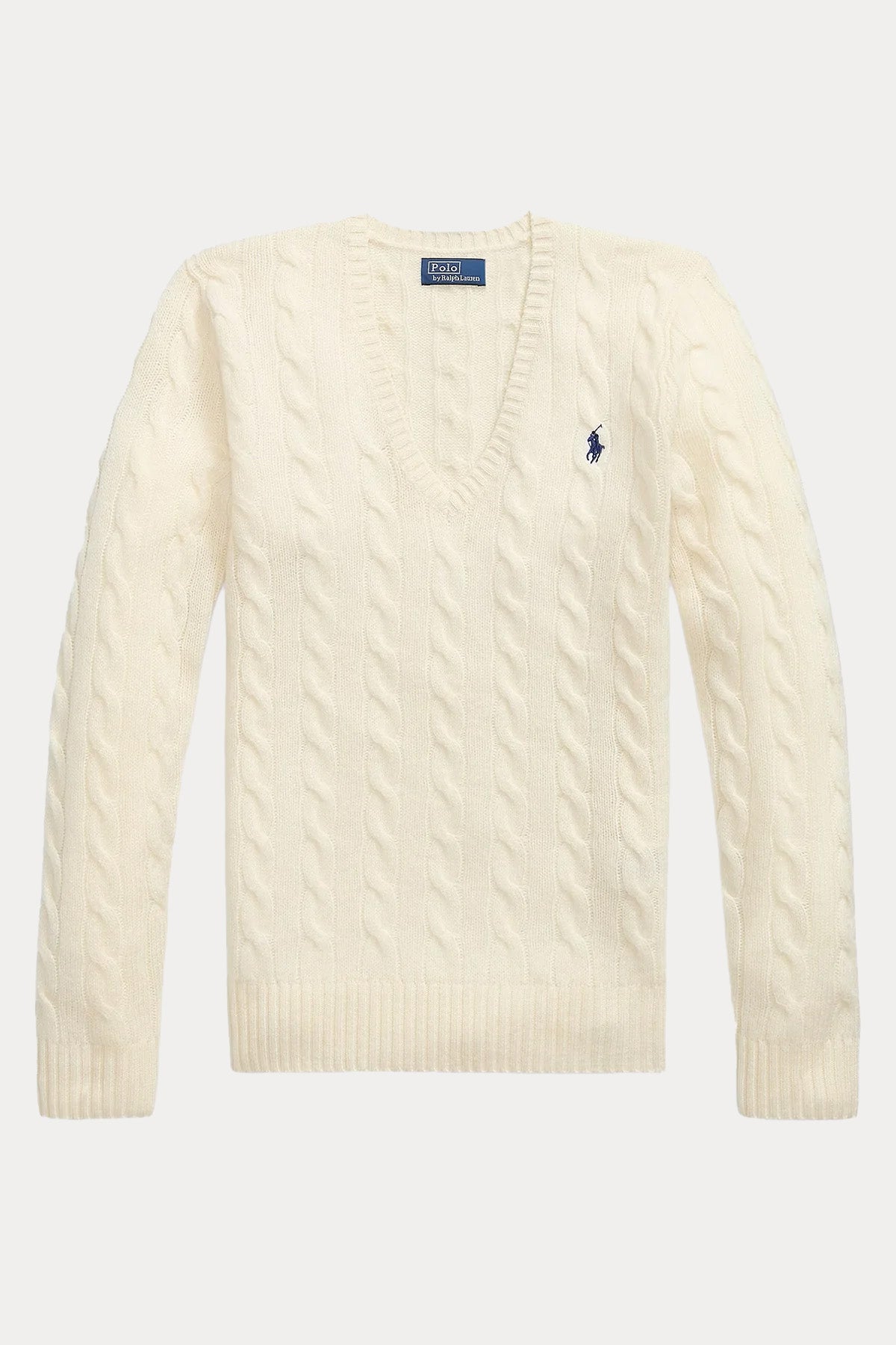 Polo Ralph Lauren Slim Fit V Yaka Saç Örgü Kaşmir Yün Triko