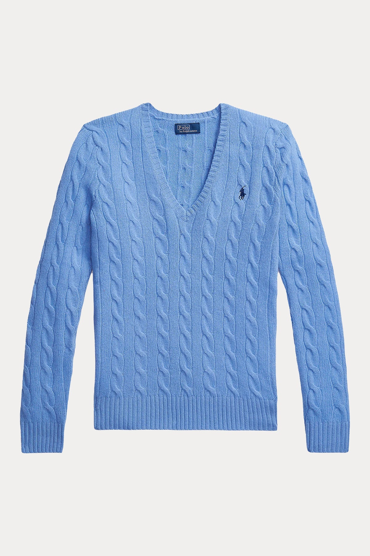 Polo Ralph Lauren Slim Fit V Yaka Saç Örgü Kaşmir Yün Triko