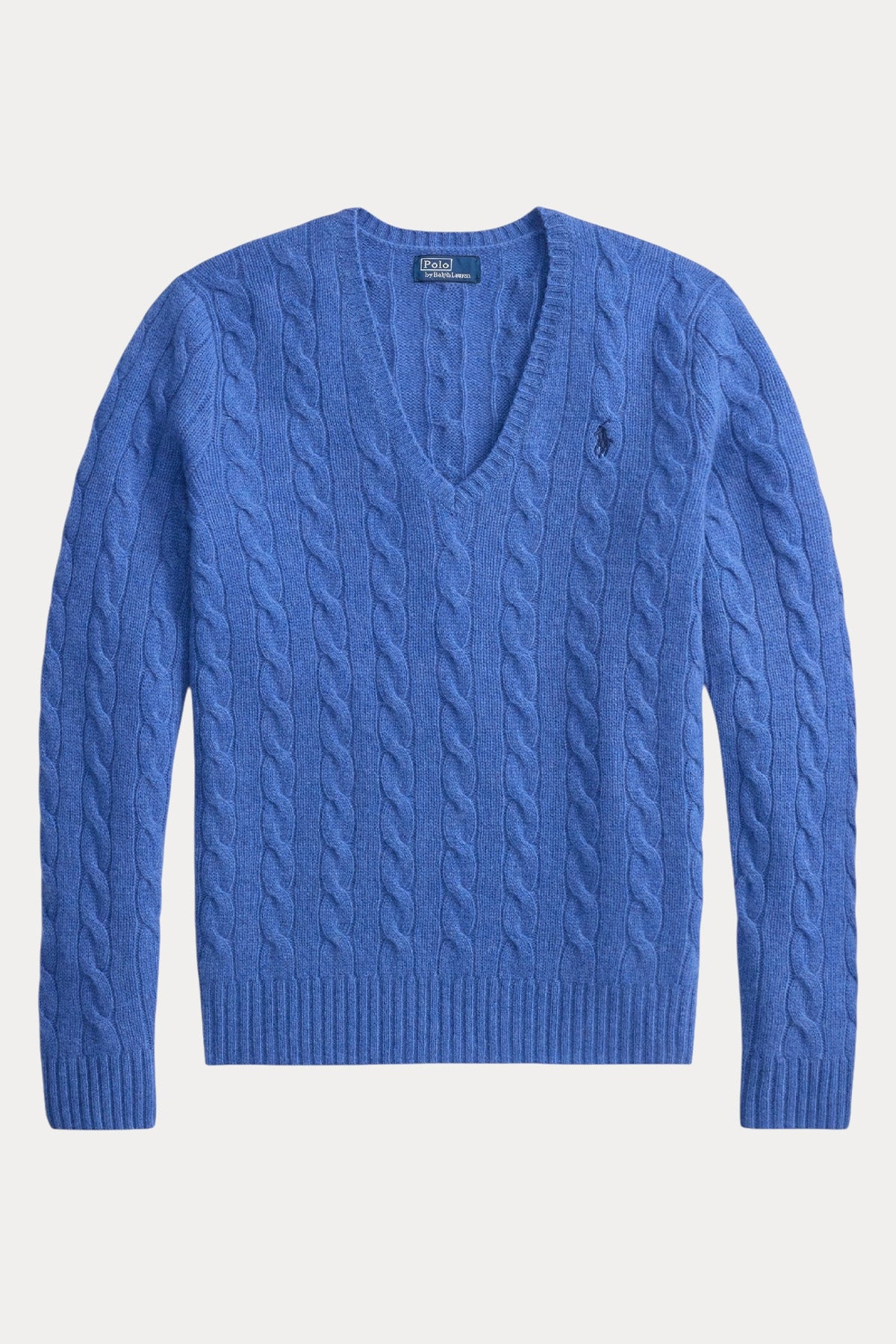 Polo Ralph Lauren Slim Fit V Yaka Saç Örgü Kaşmir Yün Triko