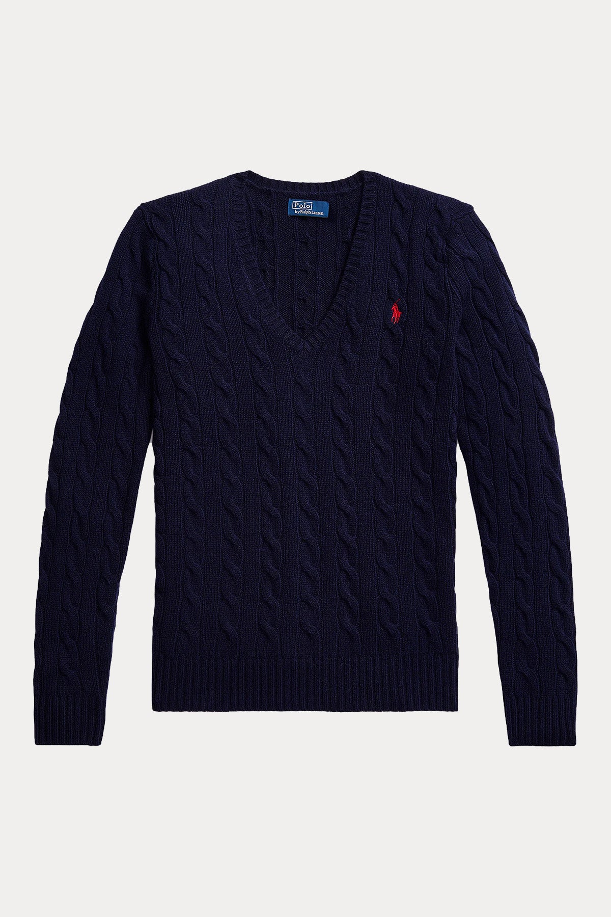 Polo Ralph Lauren Slim Fit V Yaka Saç Örgü Kaşmir Yün Triko