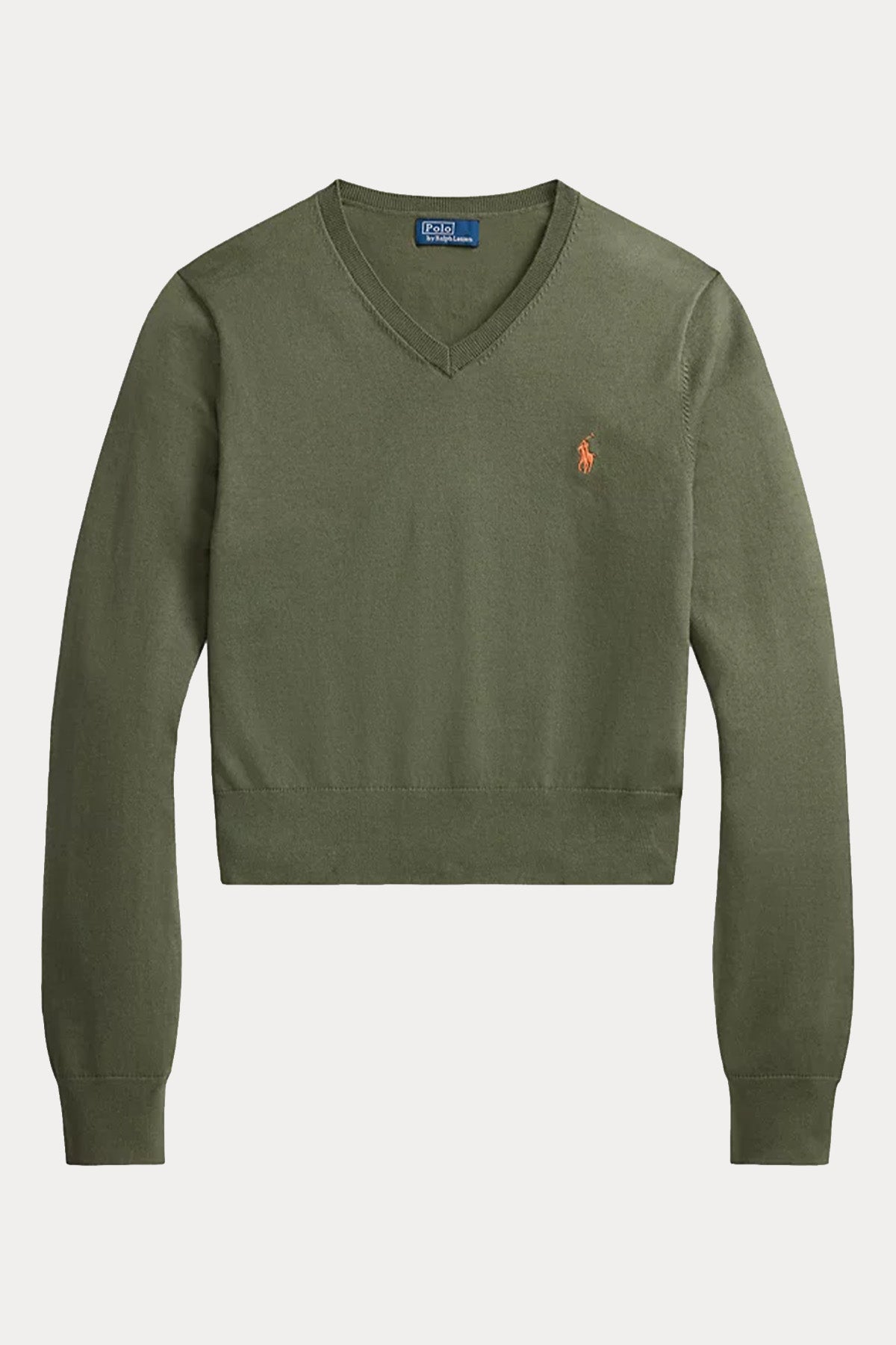 Polo Ralph Lauren Cropped Slim Fit V Yaka İnce Örgü Triko